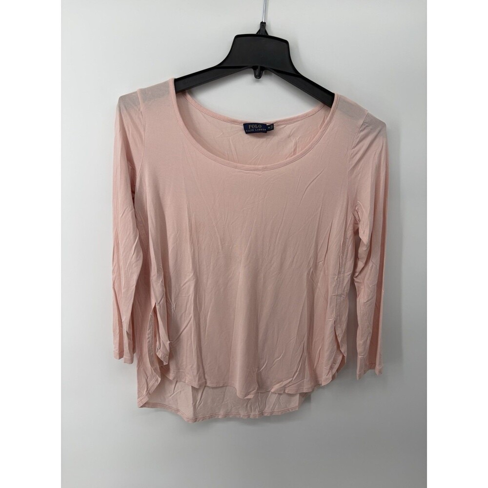 Polo Ralph Lauren Pink Long Sleeve Shirt Soft Touch Size Medium Scoop Neck